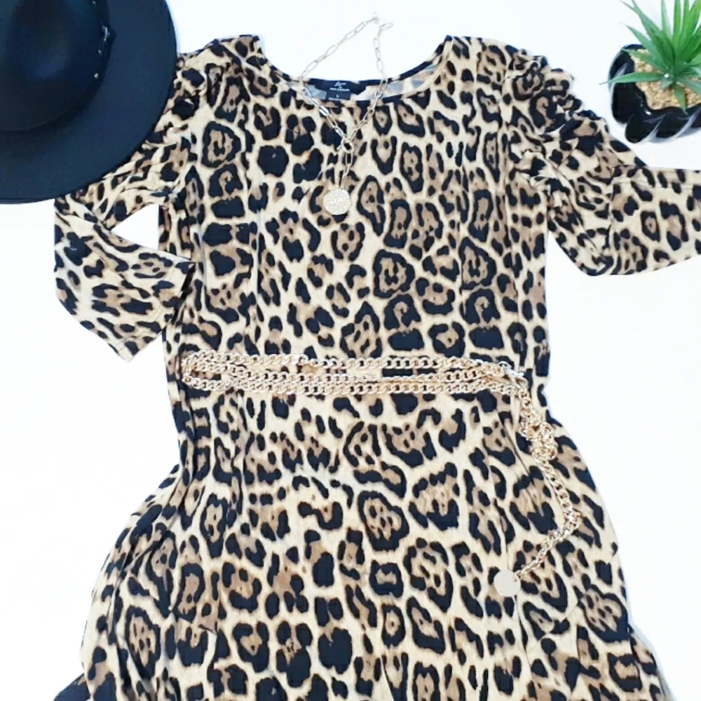 Lennie for Nina Leonard Leopard Ruched Stretch Dress - Picture 5 of 5
